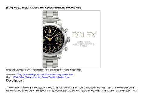 rolex history icons and record-breaking models pdf|Rolex .